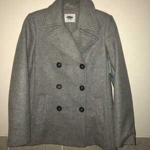 A grey trench coat